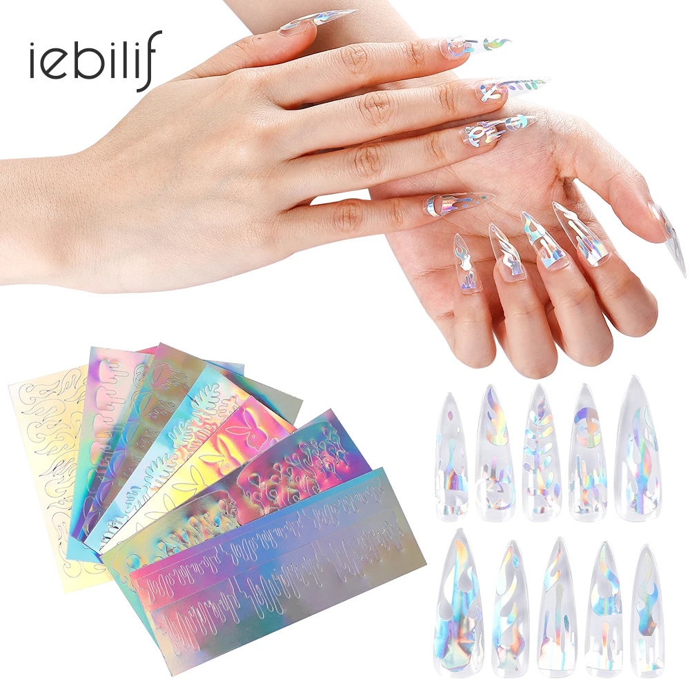 3D огненное пламя полый ноготь дневная лента наклейка для дизайна ногтей s Маникюр