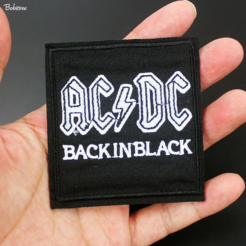 Черный ACDC рок металлический ремешок гладильные Патчи Вышивка полоски на одежде значки аппликации Обрезанные наклейки DIY аксессуары