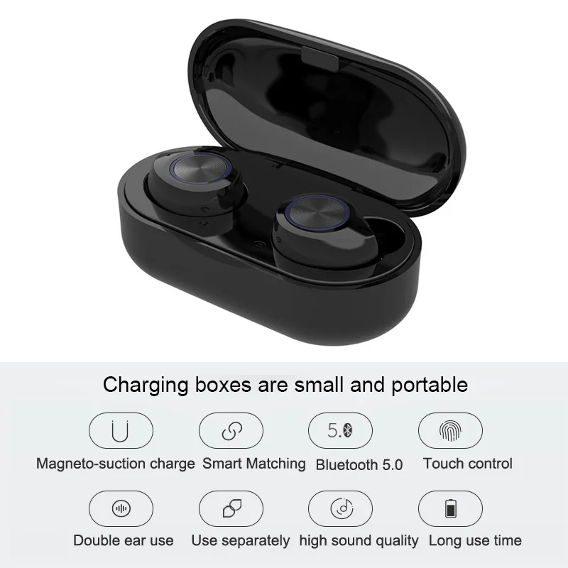 TW60 Touch control беспроводные наушники Buletooth 5,0 гарнитура 8D объемный HiFi стерео наушники спортивные наушники с микрофоном для телефонов
