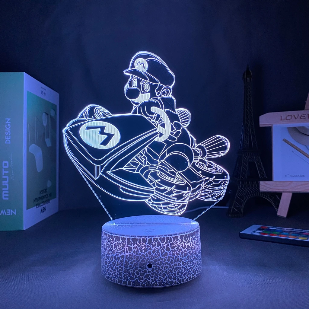 

Super Koopa Bowser Model Acrylic Led Night Light Colourful Flashing Light Glow Super Yoshi Bross Anime Figure Toys for Kids