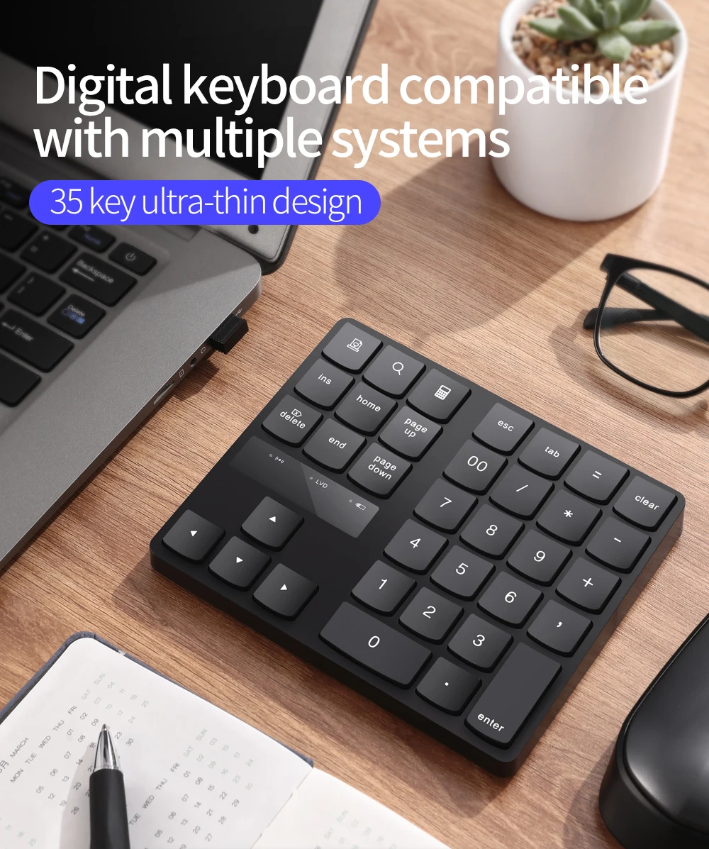 Usb 2.4g teclado sem fio 35 teclas