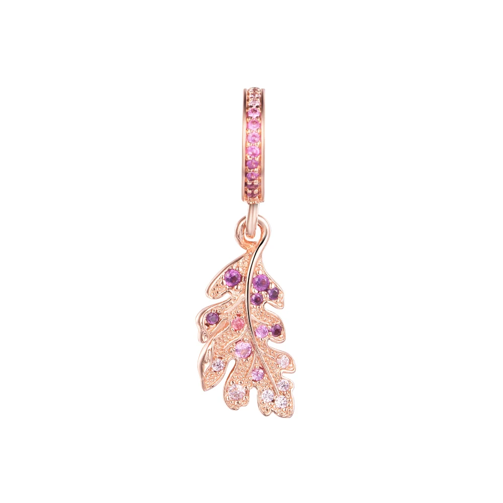 

DIY Fits for CKK Charms Bracelets Rose Oak Leaf Dangle Beads 100% 925 Sterling-Silver-Jewelry Free Shipping