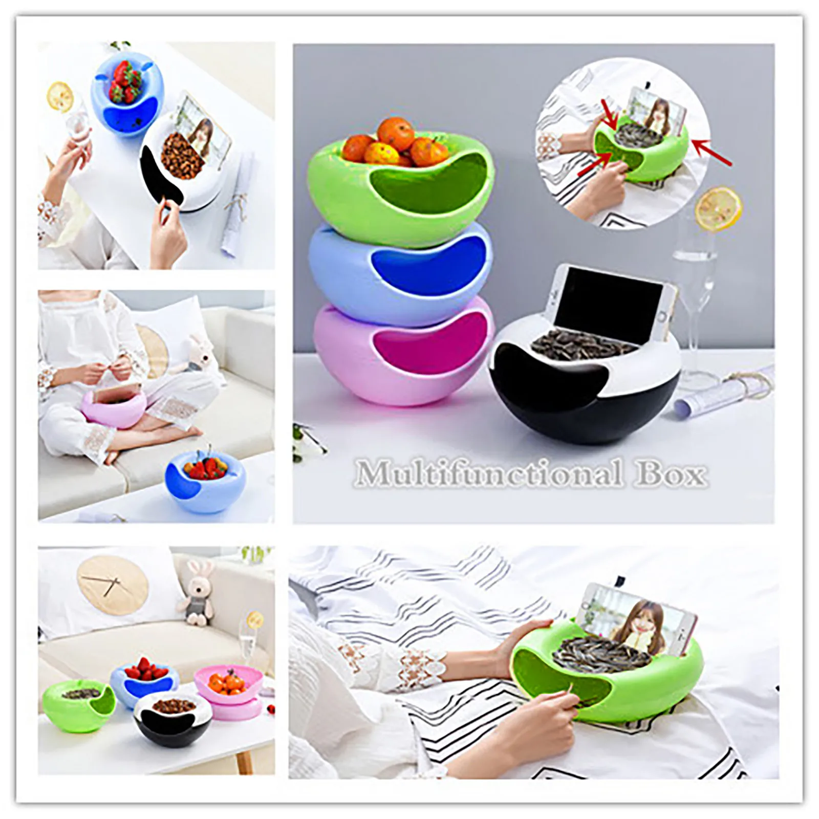 

Living Room Creative Shape Lazy Snack Bowl Plastic Double Layers Snack Storage Box Bowl Lazy Fruit Plate Bowl Dropshipping