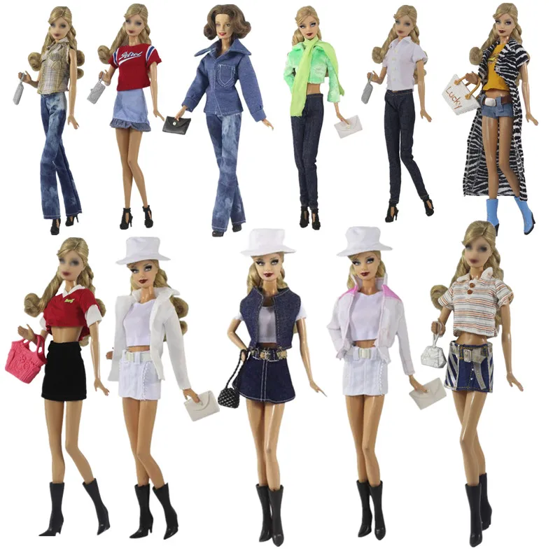 1/6 BJD Doll Clothes For Barbie Outfits Set Long Zebra Coat &amp Shorts Bag Shoes 11.5&quot Dolls Accessories Kids Toy Gift | Игрушки и