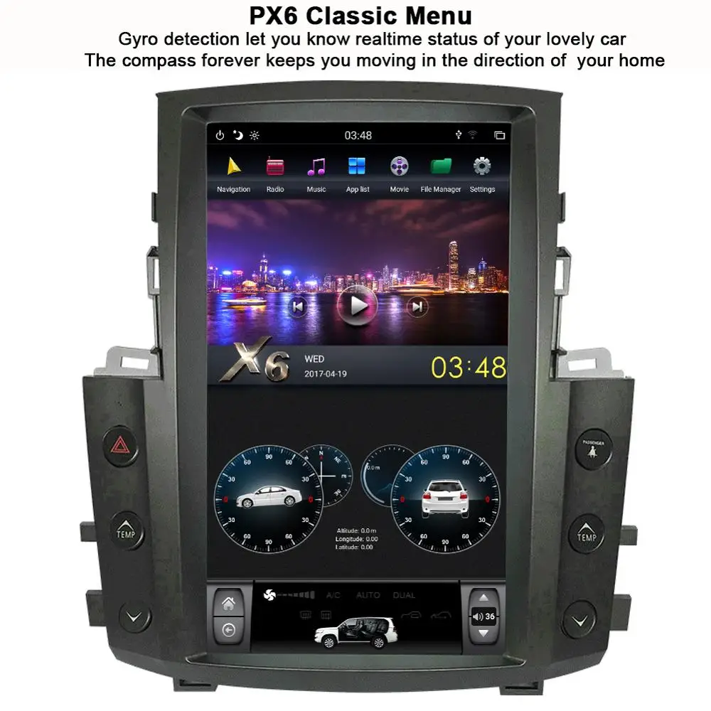Carbar 13.6" Tesla Style PX6 Android 8.1 Car DVD GPS Player For Lexus LX570 2007-2015 Stereo Radio Audio Navigation | Автомобили и