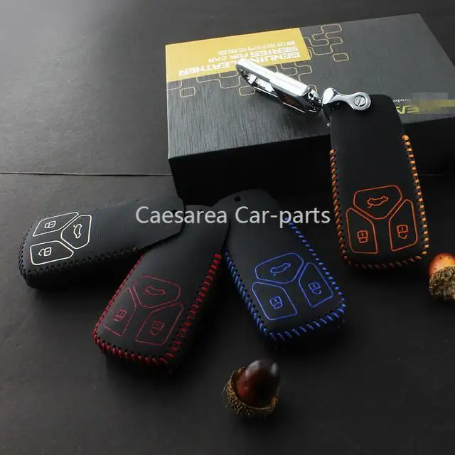 

Top Layer Leather 2015-2020 For Audis Fixture Q7 TDI Q7 Quattro case wallet holder remote car key cover car accessories