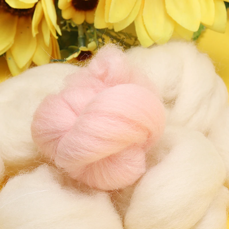 7 шт. смесь шерстяных волокон 35 г игловаляние натуральные Белые и розовые