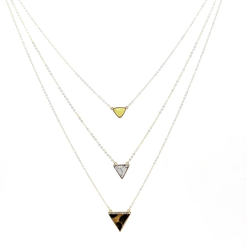 Модная соломенная веревка плетеная треугольная подвеска натуральные камни Howlite