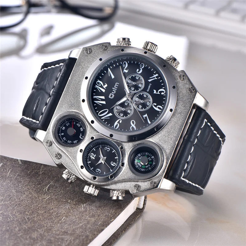 

OULM Luxury Mens Wrist Watch 1349 New Sport Watches Men Super Big Large Dial Male Quartz Clock Decorative Compass Relojes