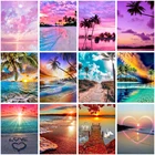 Алмазная 5d картина сделай сам, вышивка пейзаж, закат, пляж, полный круг, вышивка побережье, вышивка крестиком, украшение для дома, картина в подарок