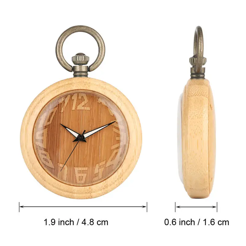 

Bamboo Pocket Watch FOB Irregular Number Open Face Wooden Chain Watch Luminous Pendant Watch 2019 reloj de bolsillo hombre