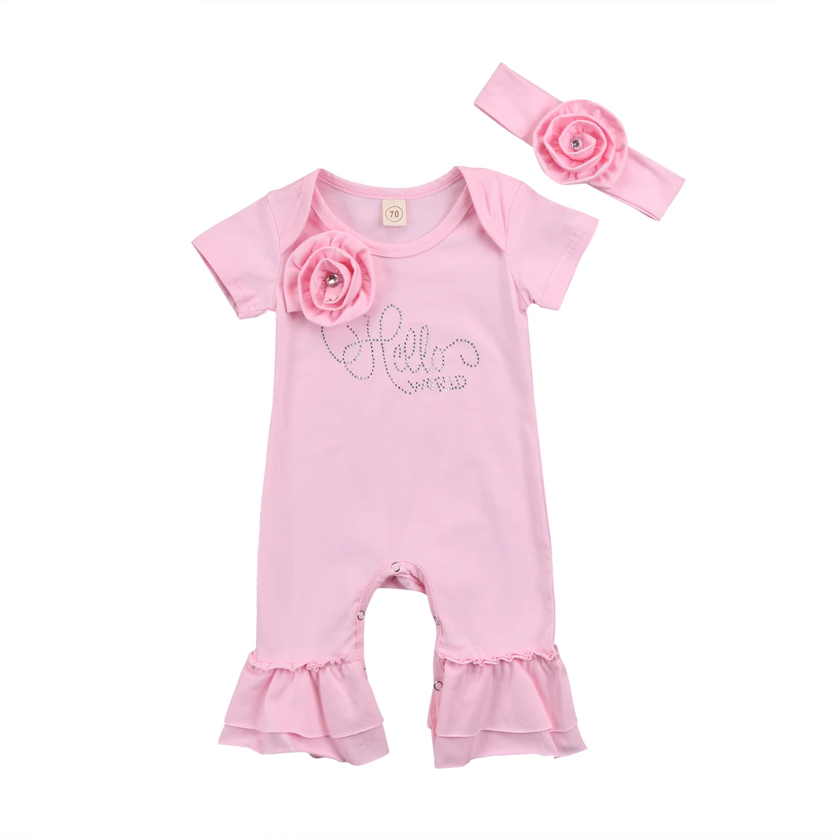 

UK Newborn Infant Baby Girls Floral Romper Summer Short Sleeve Bodysuit Jumpsuit Headband Outfits Set Sleepwear Casual 0-18month