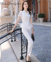 novelty white ladies spring summer formal business suits with pants and jackets coat for women professional work wear blazers