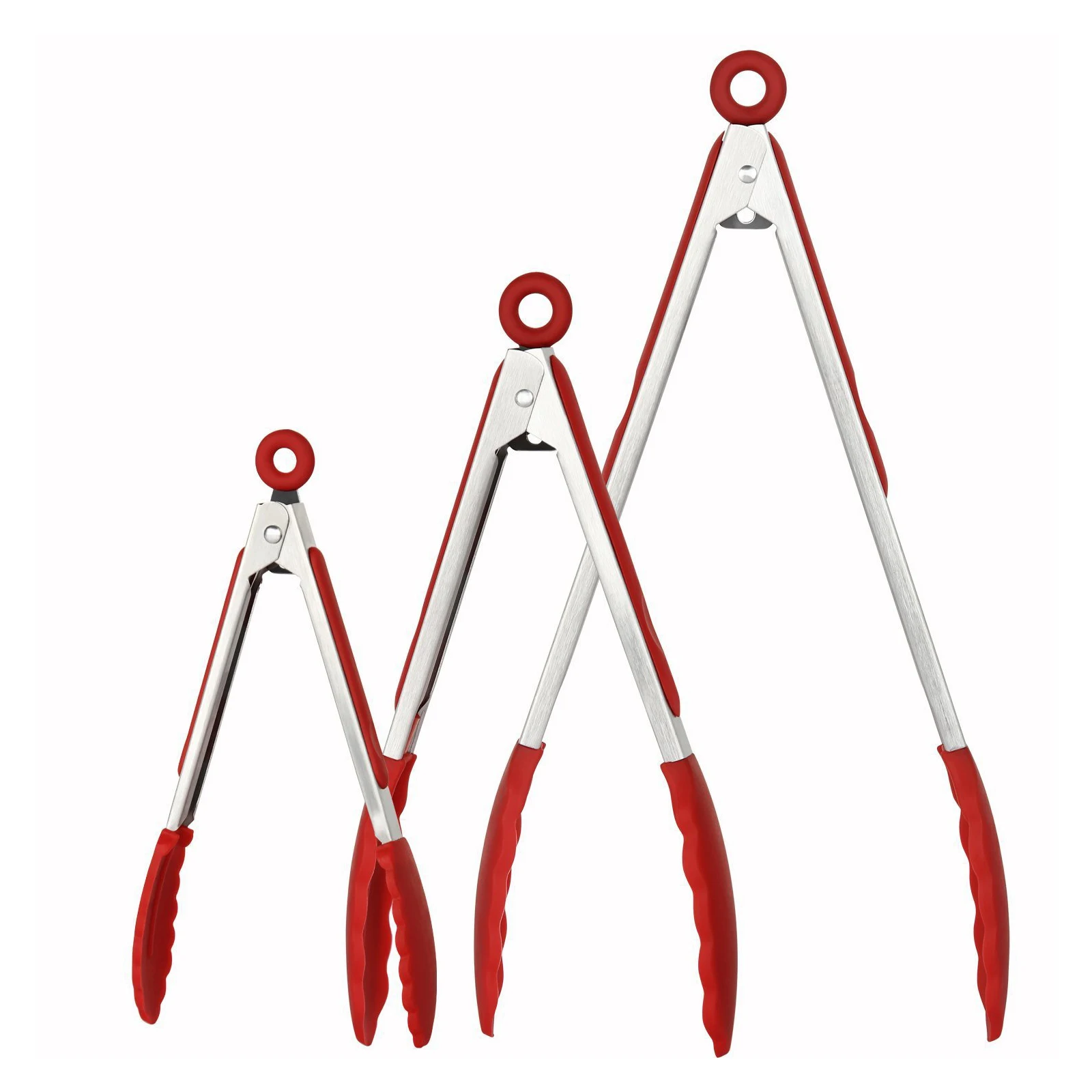 

3 Piece Silicone Food Tongs Set, 7/9/12 inch Stainless Steel Barbecue Clamp