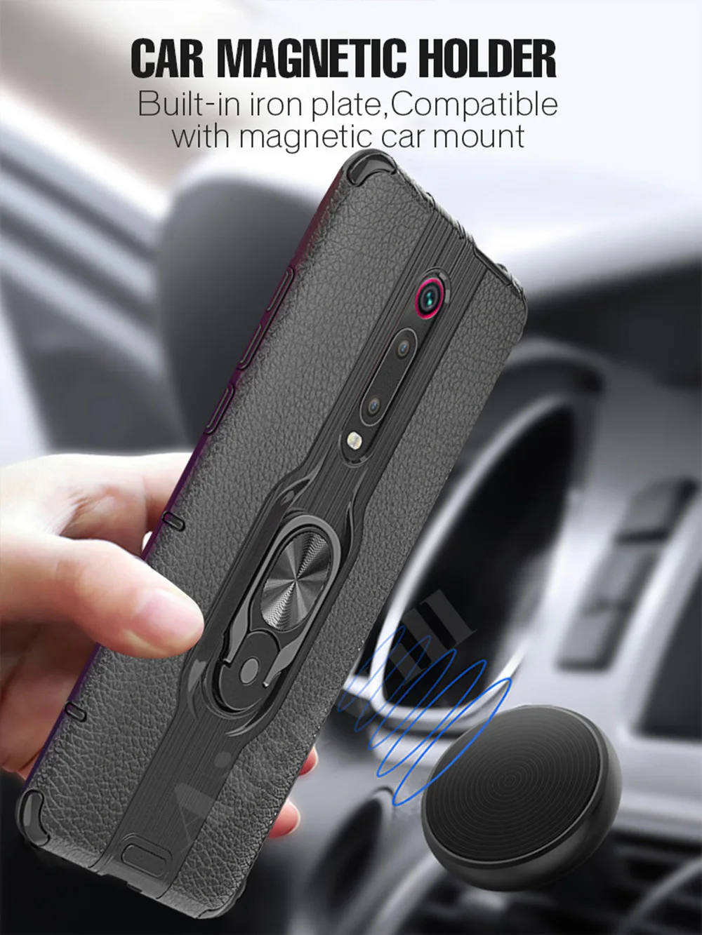 Автомобильный Магнитный чехол-держатель для Xiaomi Redmi Mi 9 T, чехол-бампер, противоударный чехол-подставка, автомобильный чехол для телефона с кольцом для Xiaomi Mi 9T Pro, чехол