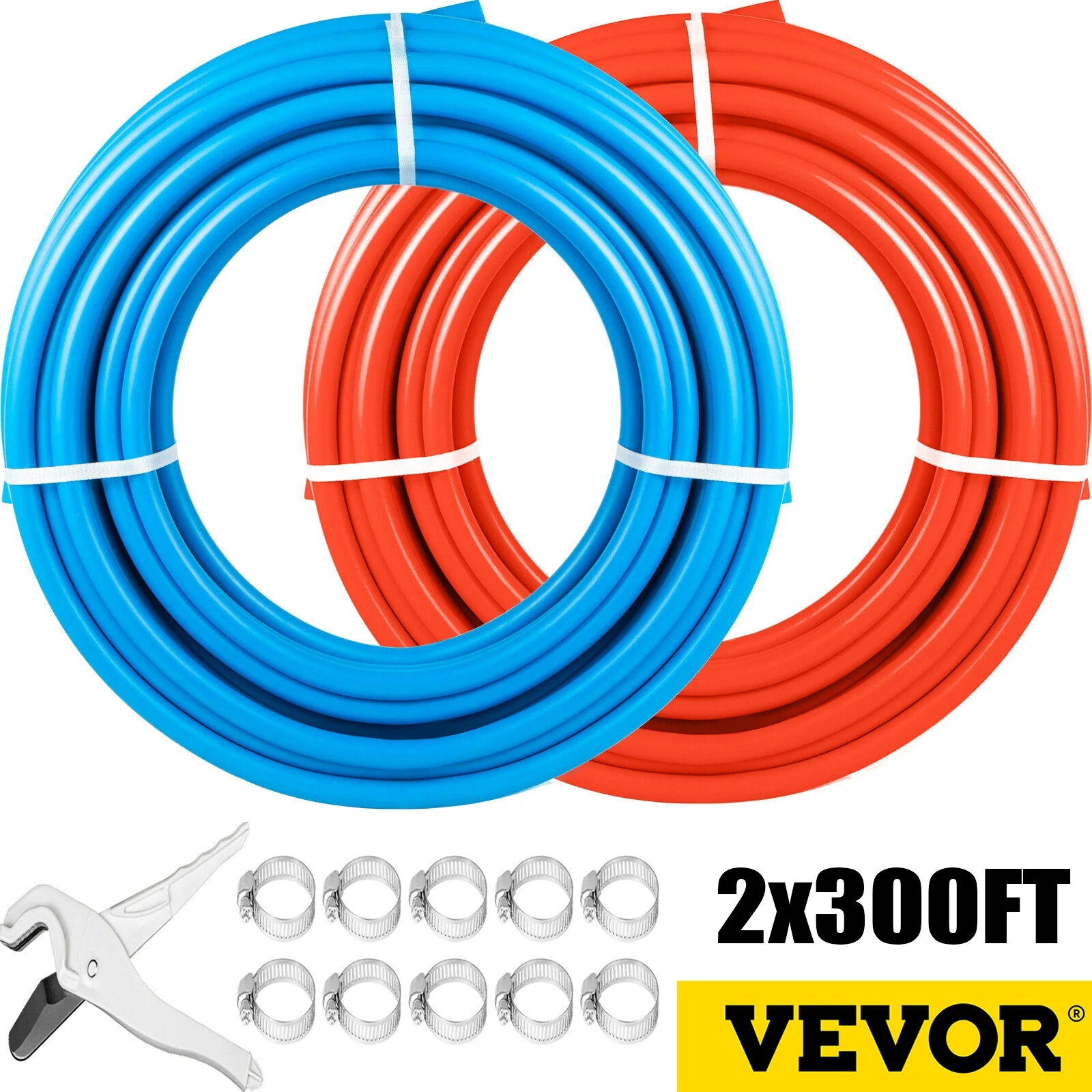 

VEVOR 2 Rolls PEX Tubing Oxygen Barrier Radiant Floor Heating Corrosion-Resistant 1/2 Inch X 300 Ft Water Plumbing Pipe Flexible