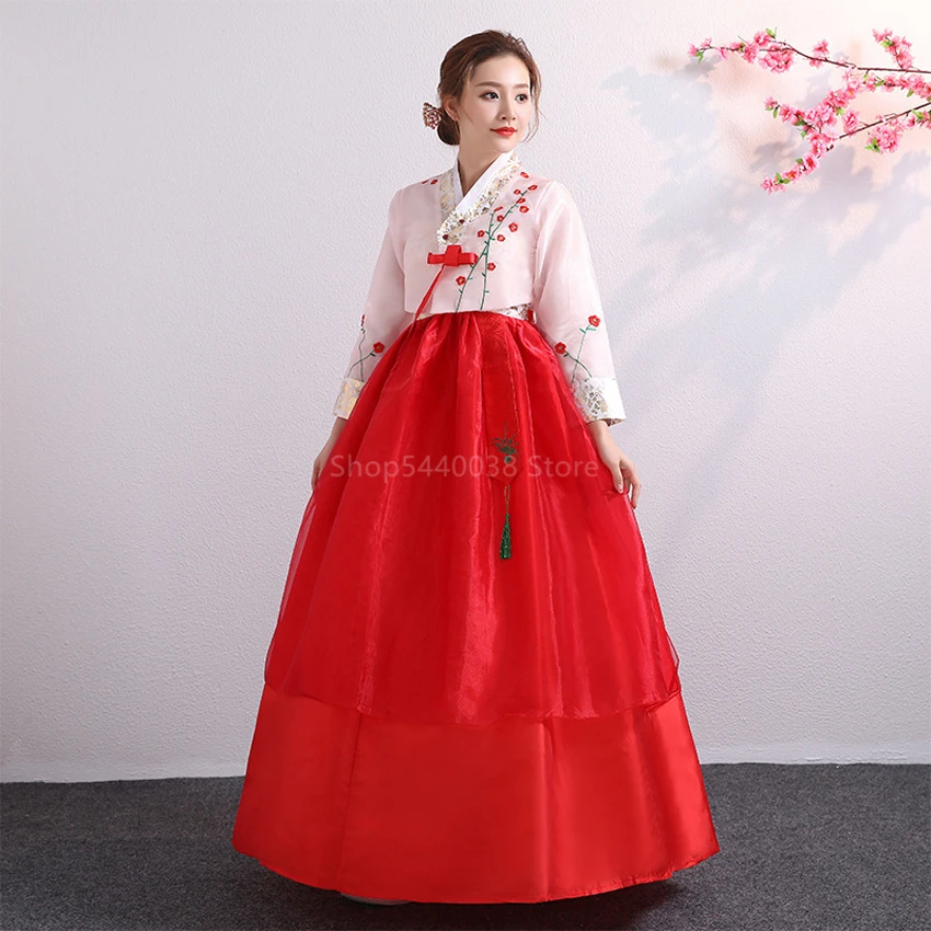 Hanbok לנשים קוריאני מסורתי תלבושות מיעוט ארמון ביצועים משפט בגדי פרח שנה החדשה חתונה ריקוד מסיבת שמלה