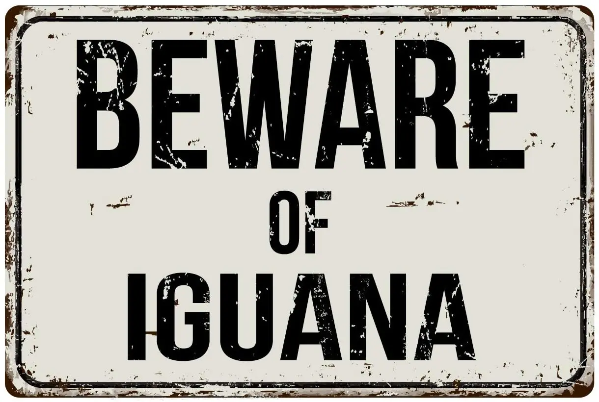 

Deerts 329VS Beware of Iguana 8 x 12 Vintage Aluminum Retro Metal Sign
