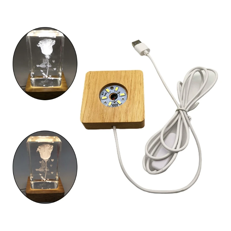 

1 шт. светодиодный ночной Светильник деревянный квадратный базовый держатель стенд для кристаллов стеклянный шар