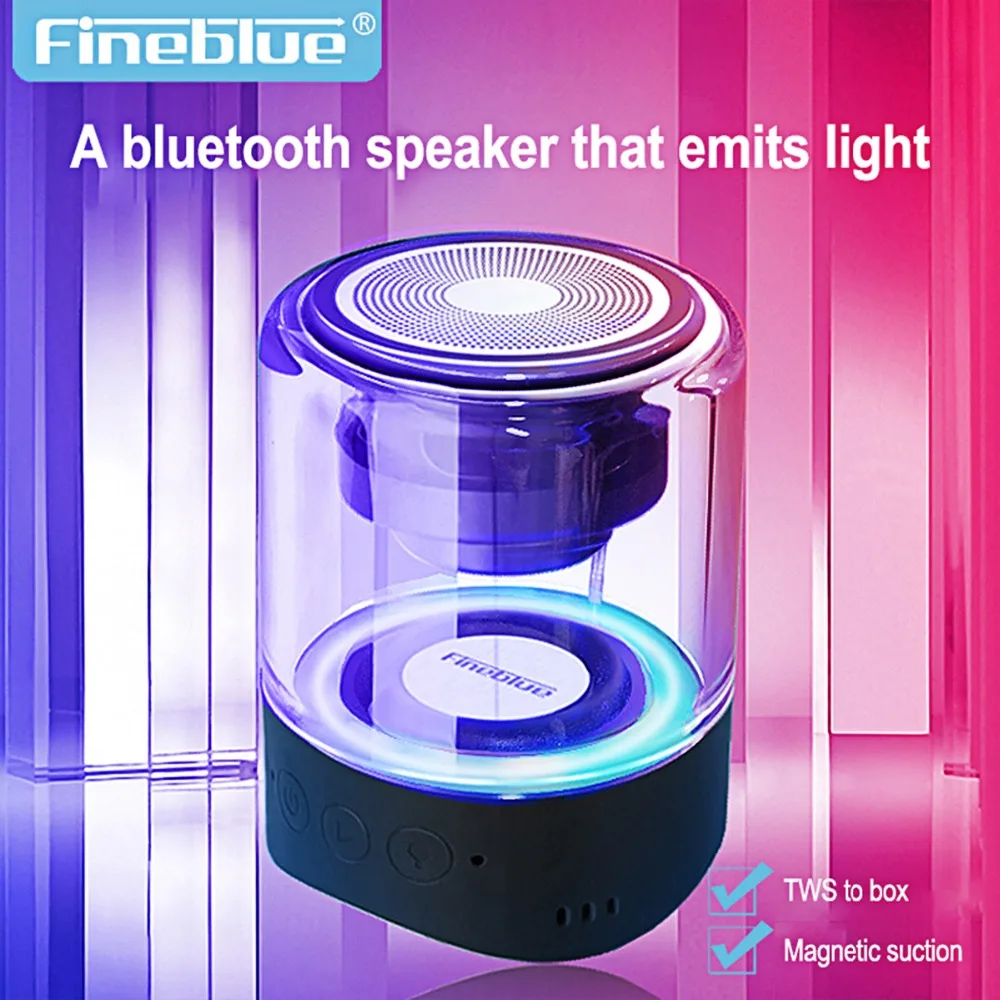 Fineblue MK22 TWS мини беспроводной Bluetooth динамик 4 цвета светодиодный дышащий свет мега бас стерео Соединительный динамик