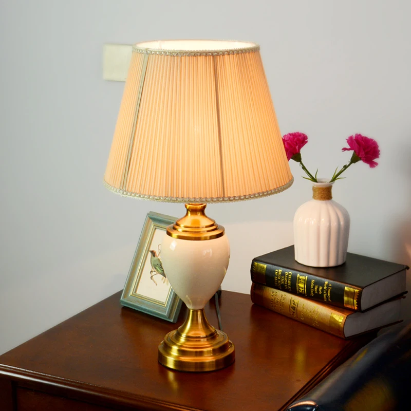 Европейская деревенская белая керамическая лампа настольные лампы классический