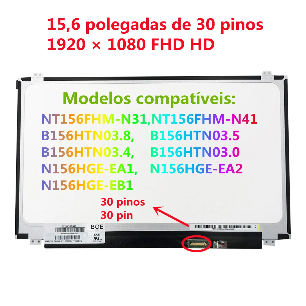 

NT156FHM-N41,NT156FHM-N42, B156HTN03.6, NT156FHM-N31, B156HTN03.4 ,B156HTN03.5,B156HTN03.8 ,1920*1080 Edp 30 Dennen.