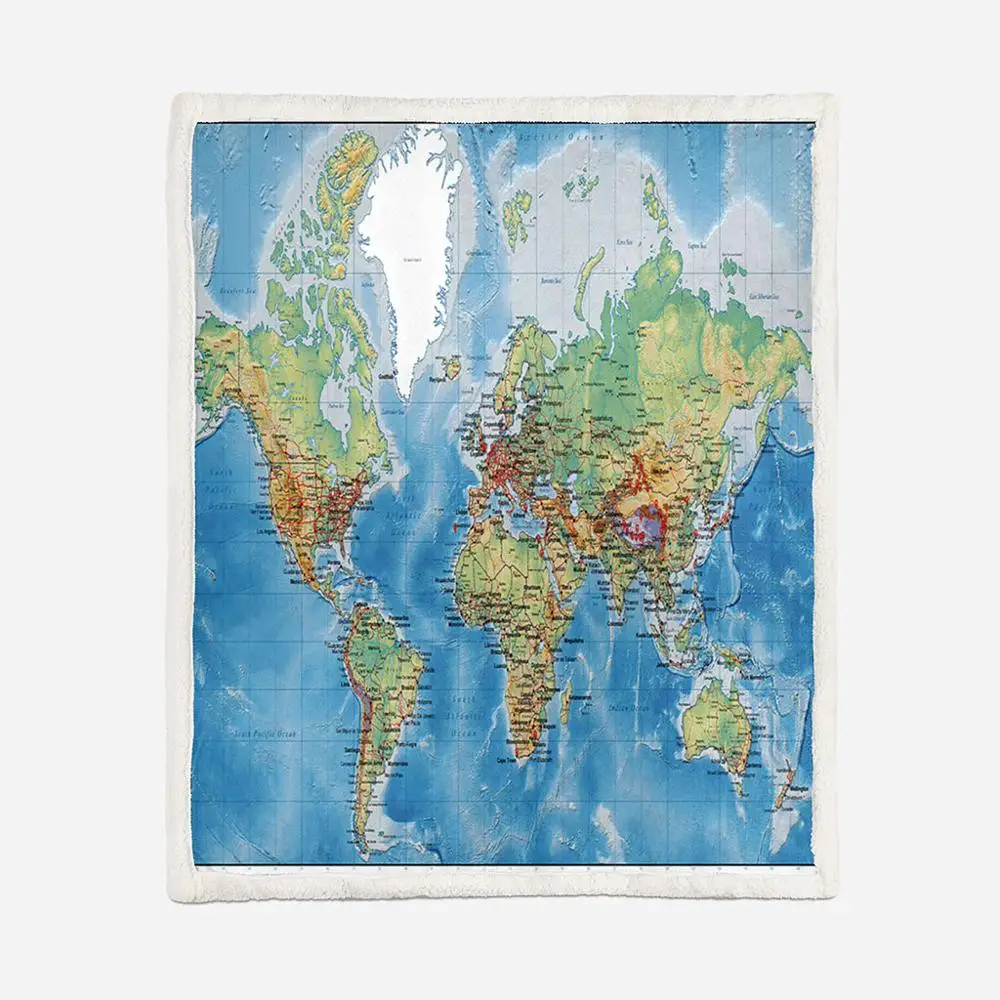 Плед Irisbell с картой мира рождественский подарок домашний декор одеяло для дивана
