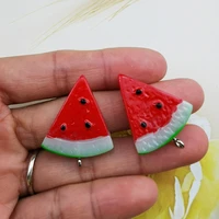 10pcslot resin jewelry accessories double sided painted sliced watermelon earrings necklace keychain hair wear materials