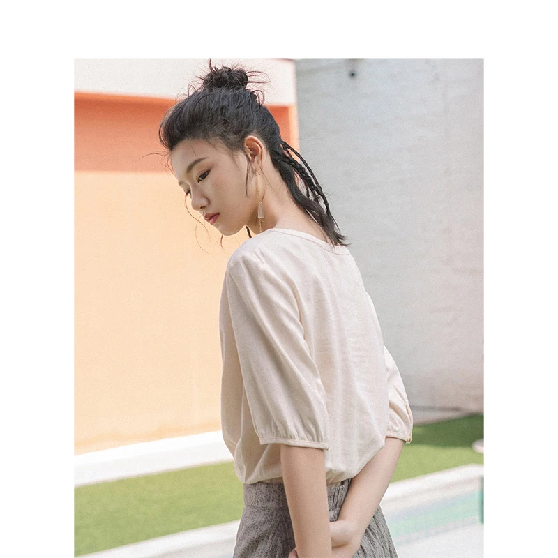 INMAN летняя льняная хлопковая рубашка с цветочным рисунком Женская милая