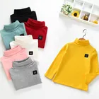 Детская футболка 2021, топ для мальчиков и девочек, осень и зима, низ с высоким воротом, детская одежда, новая детская футболка с длинным рукавом