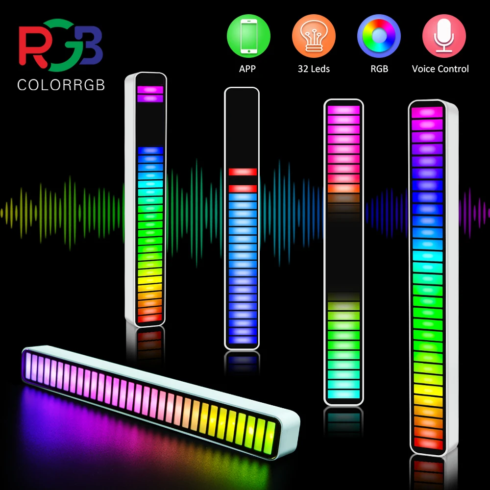 Rgb-контроль за звуком, светодиодный свет , управление через приложение, управление с помощью приложения, воспроизведение музыки, белый свет, ...
