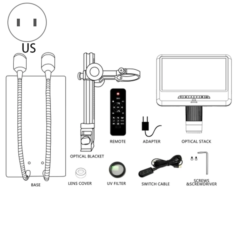 AD206 7 дюймов ЖК-дисплей Экран 2.0MP 200X Цифровые микроскопы производственного