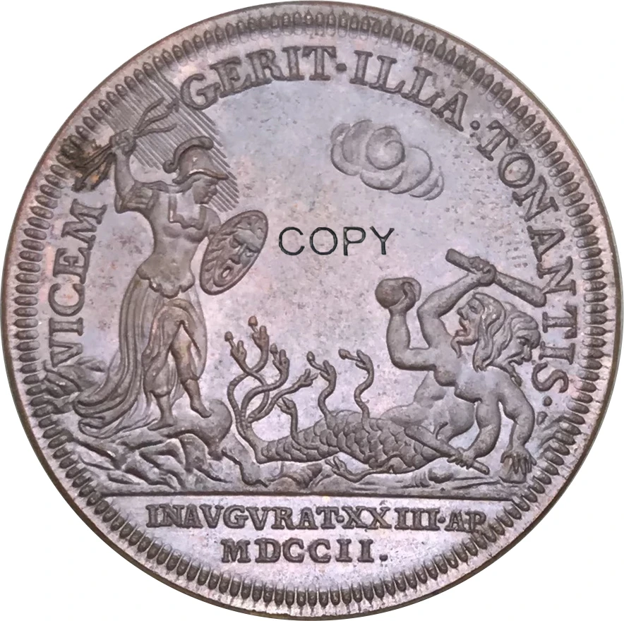 Коронация королевы Великобритании Анны 1702 99% копия монет из красной меди - купить