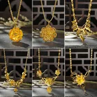 Xuping ювелирные изделия покрытые 24-каратным золотом цепочка с водными волнами ожерелье с цветком в китайском стиле ретро темпераментное свадебное ожерелье для невесты женское