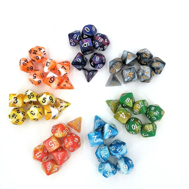7 шт 2 цветные кости набор с Туманностью многогранные разноцветные для ролевых