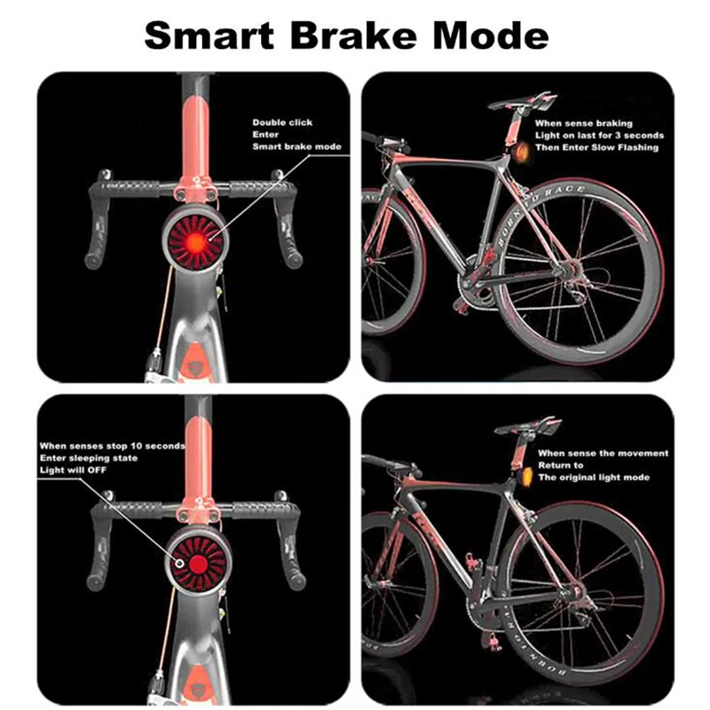 Joshock велосипеда интеллигентая (ый) Индукционная Тормозная светильник USBTail
