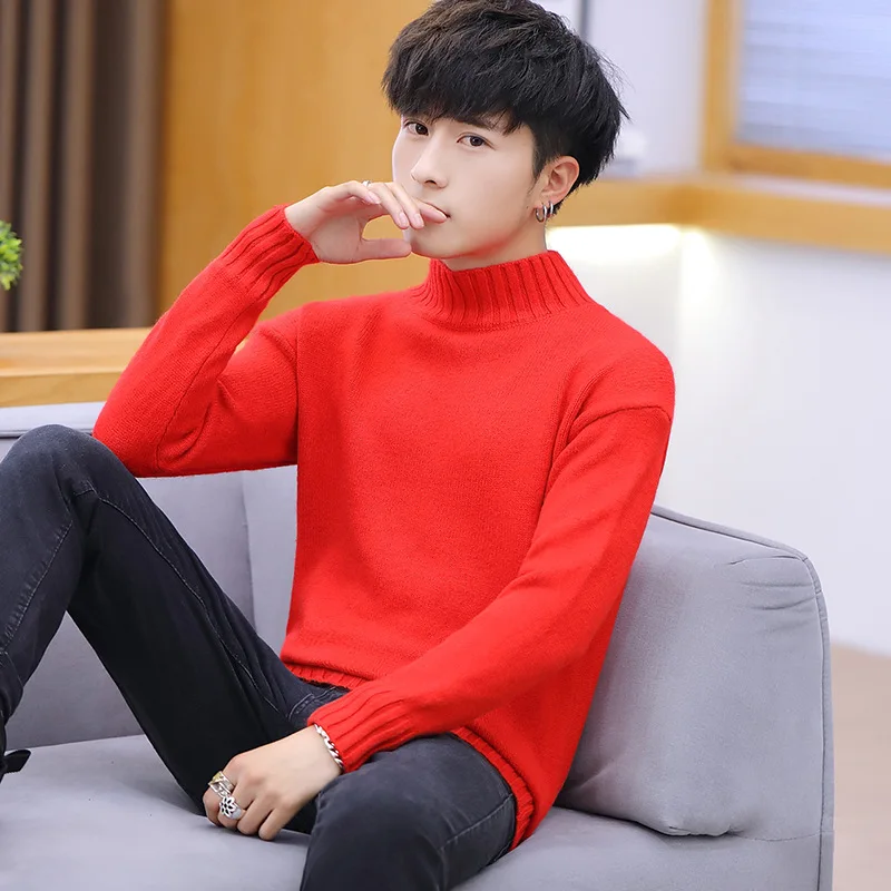 

Sweaters Men Long Sleeve Winter White Red Khaki Grey Light Blue Black Pink Blue Casual O-Neck Pullovers Thick Men Sweater