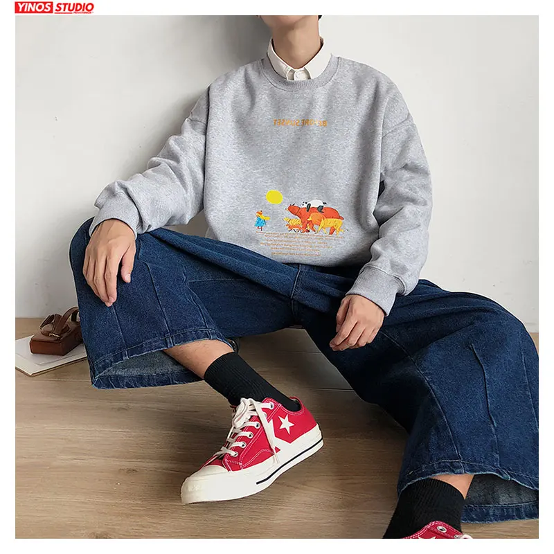 Дропшиппинг мужская повседневная Уличная одежда мешковатый принт однотонный