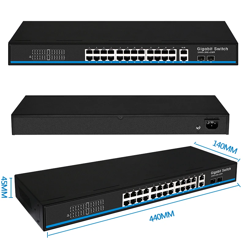 16 Port 24 port RJ45 Gigabit Ethernet switch lan ethernet with 2 gigabit SFP for ip camera AP wireless | Компьютеры и офис