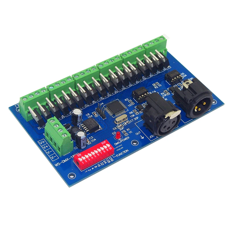 

Светодиодный декодер DMX512, 18-канальный, 6 групп, 3 А, простой DMX декодер, диммер DMX512 XRL 3P RJ45, светодиодный контроллер, 18CH