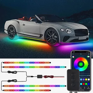 Car Underbody Neon Lights Flexible LED Strip Light Automobile Underglow Lamp APP Control Flowing RGB