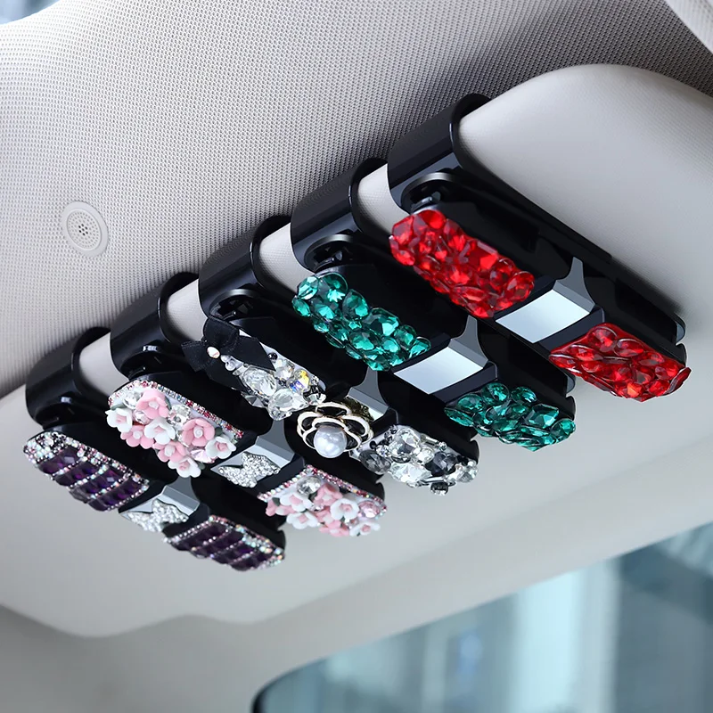 Шикарные хрустальные автомобильные солнцезащитные козырьки футляры для очков