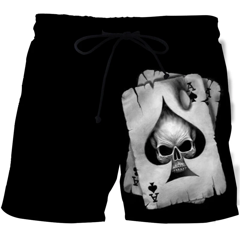 

2021 summer shorts men's horror skull 3D printing punk fashion street style beach shorts sports casual swimwear men board shorts