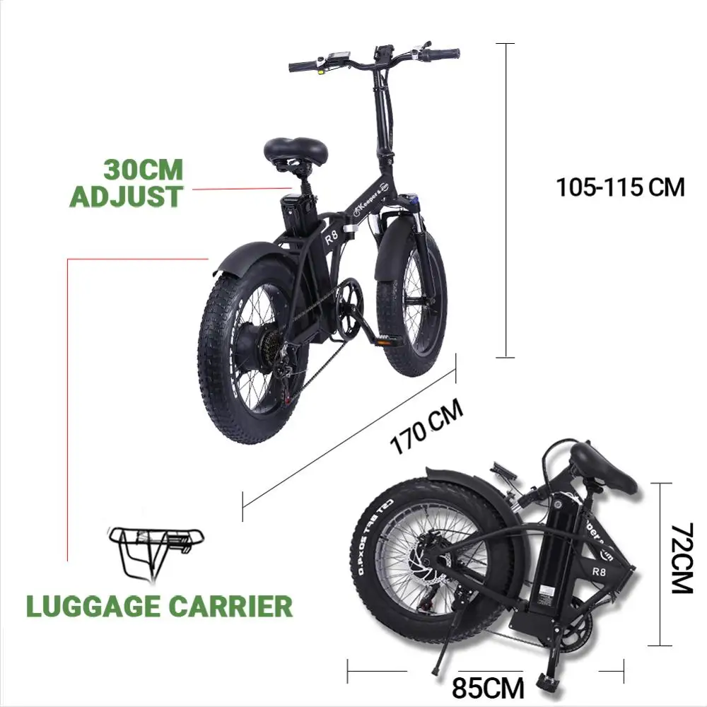 Online Elektrische Fahrrad Berg E Fahrrad 500w 48v15ah Klapp 20 Zoll Fett Reifen Erwachsene Mens Frauen Fahrrad