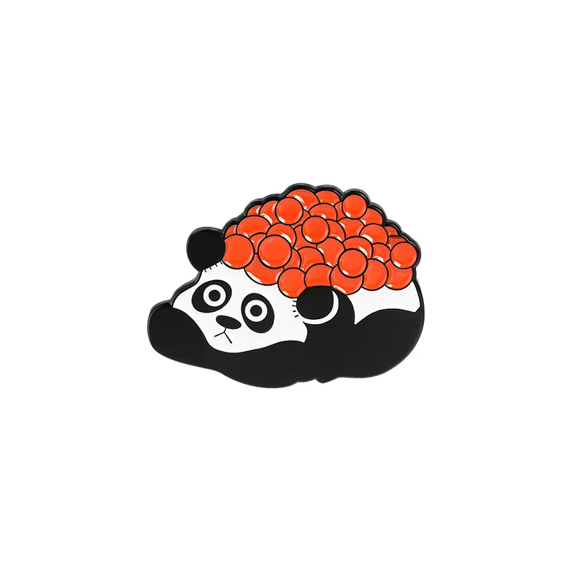 Panda Sushi Hard Enamel Pins Collect Bear Rice Roll Sashimi Barbecue Metal Cartoon Brooch Backpack Collar Lapel Badges images - 6