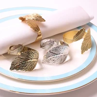 1pc leaf napkin ring metal napkin buckle cloth ring table decoration wedding party supplies
