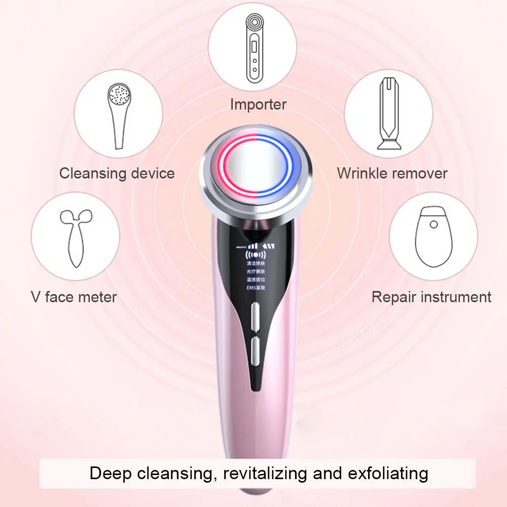 

Mesotherapy EMS Face Massager Ultrasonic Skin Scrubber Pore Acne Cleaning Tools Wrinkle Blackhead Remover Face Beauty Instrument