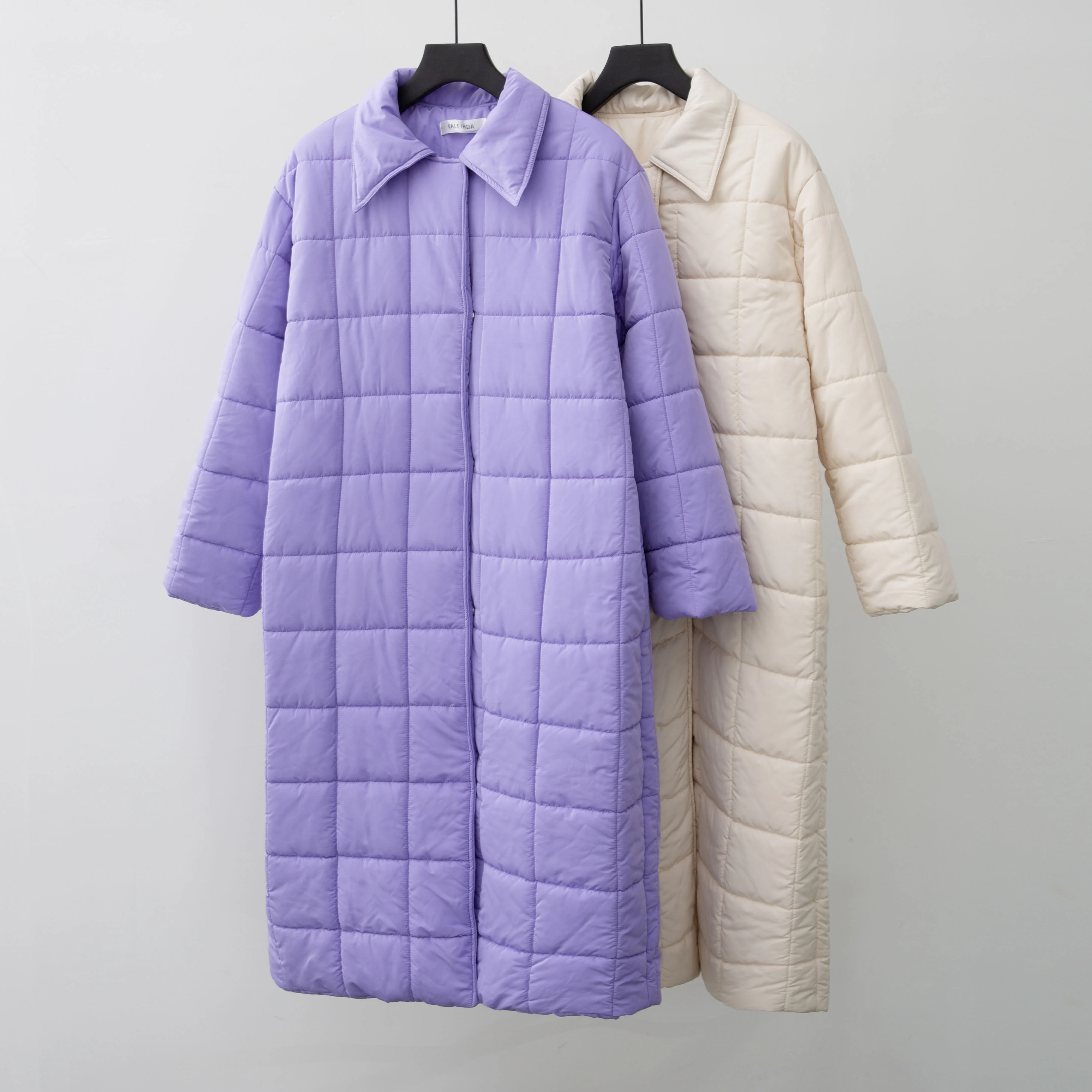

Nice Autumn Winter Vogue Women Plaid Puffer Coat oversized Maxi Robe Long parka Casual outerwear