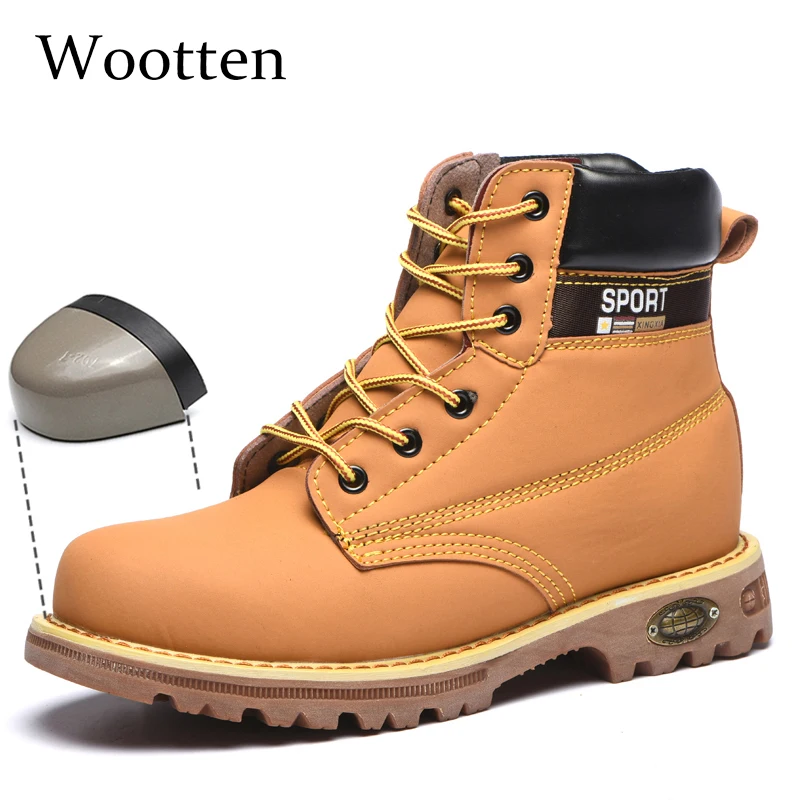 Рабочие защитные ботинки размера плюс кожаные уличные кепки со стальным носком