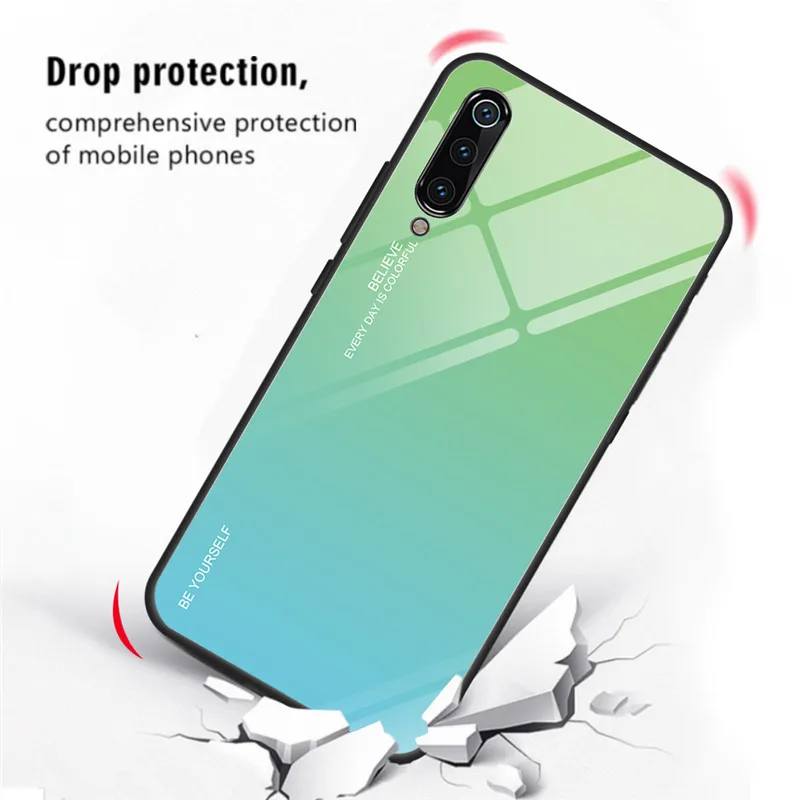 Чехол из закаленного стекла для Xiaomi Redmi Note 8 7 6 K20 Pro Глянцевый цветной чехол